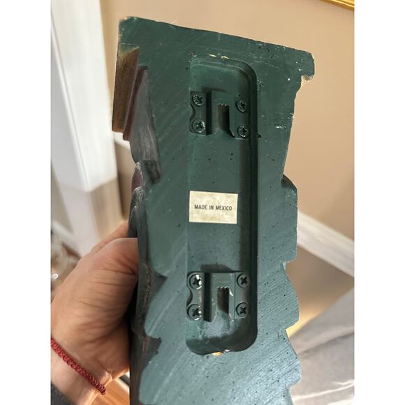 Vintage Wall Sconce Corbel Shelf solid wood Mexico blue burgundy 11x5” drape - Picture 13 of 16